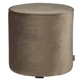 Sara Puff rund hög velvet olive gold