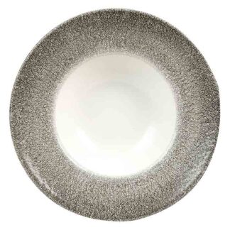 Tallrik djup med brett brem Raku Quartz Black