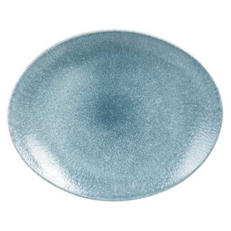 Tallrik flat Raku Topaz Blue Orbit oval